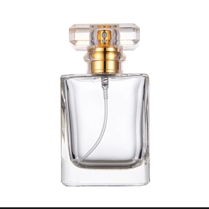 Picture of Empty Perfume Atomizer Refillable Spray Bottle 30ml 1pcs - Transparent Glass Square Shape |-White