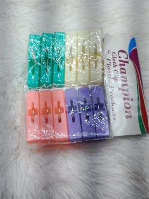 Picture of 12 pics Best Quality Colorful Plastic Cloth Clip Multi colors cloth hanger |-Multicolor