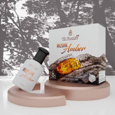 Picture of Mushk Amber By Al-Nuaim Attar Roll On Non Alcoholic Fragrance Long Lasting Perfume (Premium Series) 9.9ML | orginal-White