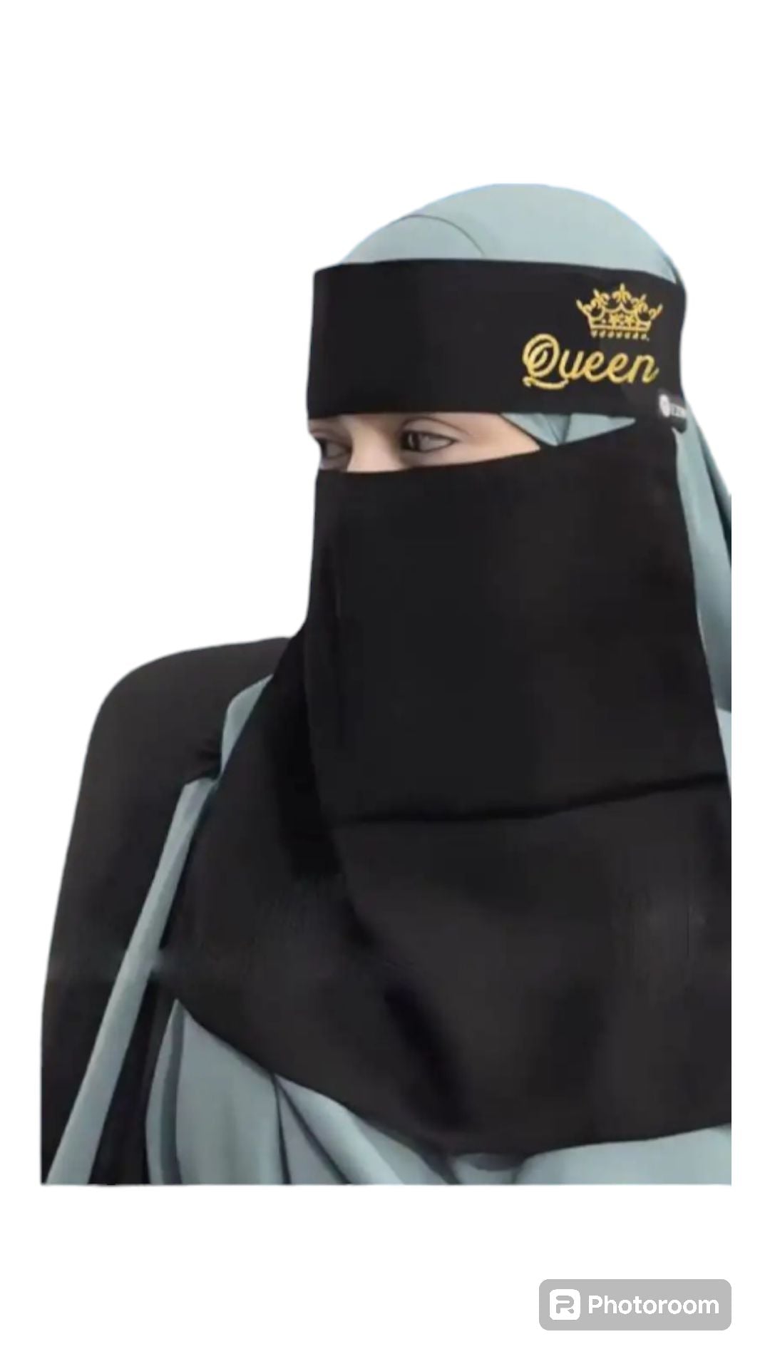 Picture of Embrodary One Part Printed Niqab for Muslim Women |-Black