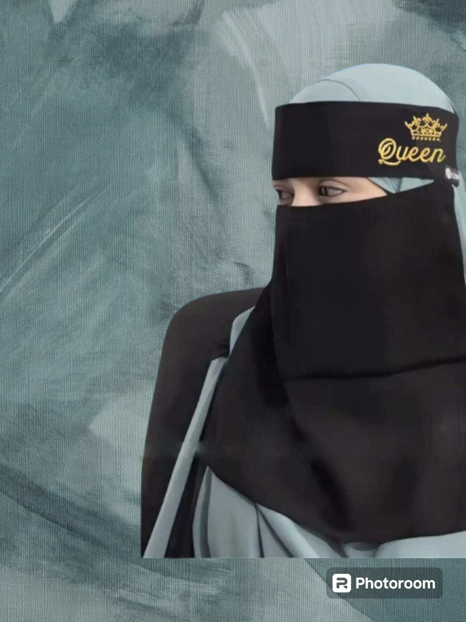 Picture of Embrodary One Part Printed Niqab for Muslim Women |-Black