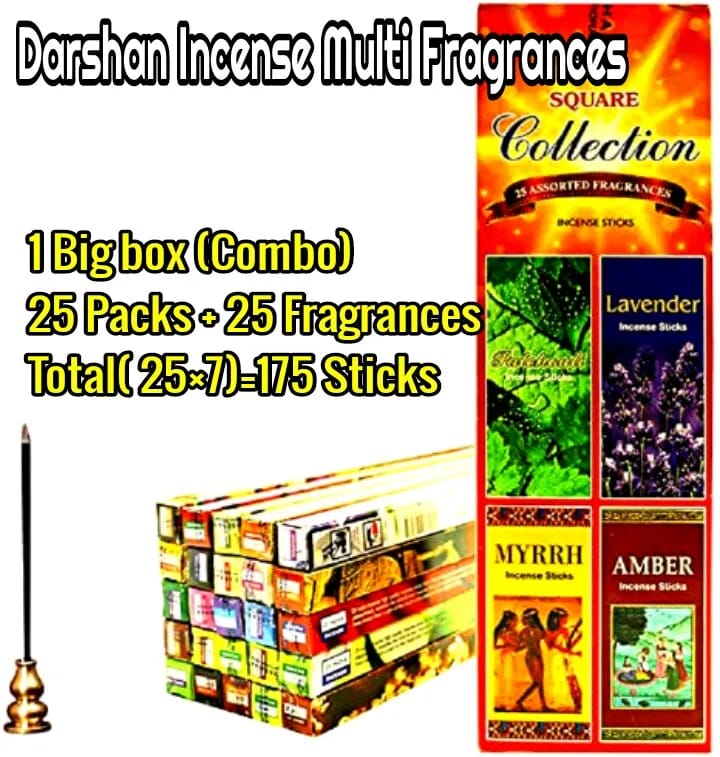 Picture of Darshan Incense Square Collection - 25 Assorted Fragrances Agarbatti 238 Ratings15 Answered Questions-Multicolor