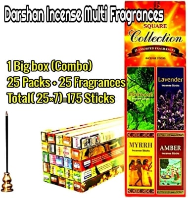 Picture of Darshan Incense Square Collection - 25 Assorted Fragrances Agarbatti 238 Ratings15 Answered Questions-Multicolor