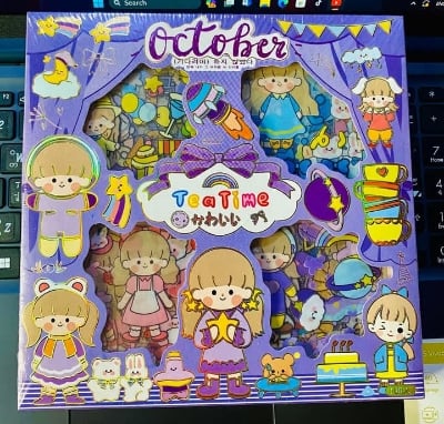 Picture of Stiker Tea Time October Box Isi 100Pcs Waterproof - Stiker Karakter TeaTime-Multicolor