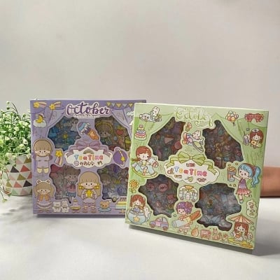 Picture of Stiker Tea Time October Box Isi 100Pcs Waterproof - Stiker Karakter TeaTime-Multicolor