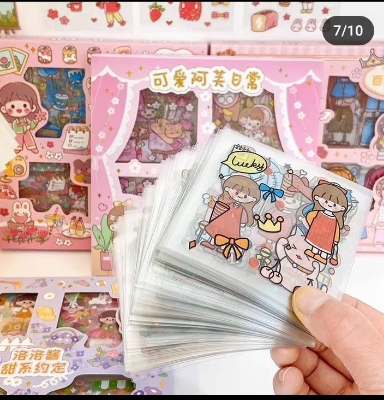 Picture of 100PCS DIY Cute Sticker Cartoon Momo Stickers Box Set PET Waterproof Kawaii Journal Diary Scrapbook Stationery Girl Gift-Yellow