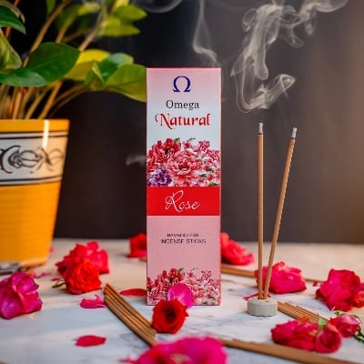 Picture of Natural Rose Bambooless Incense Sticks 1box(80-100pcs) Omega Incense-Rose
