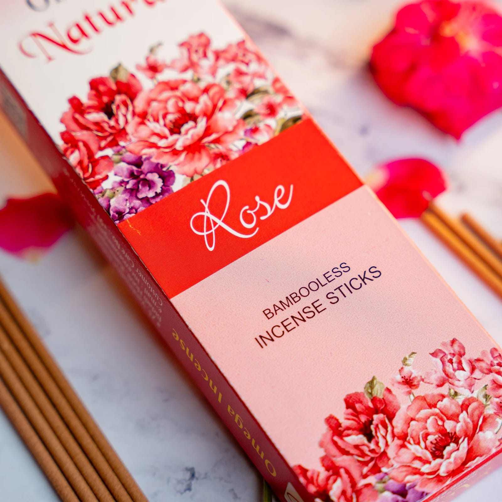 Picture of Natural Rose Bambooless Incense Sticks 1box(80-100pcs) Omega Incense-Rose
