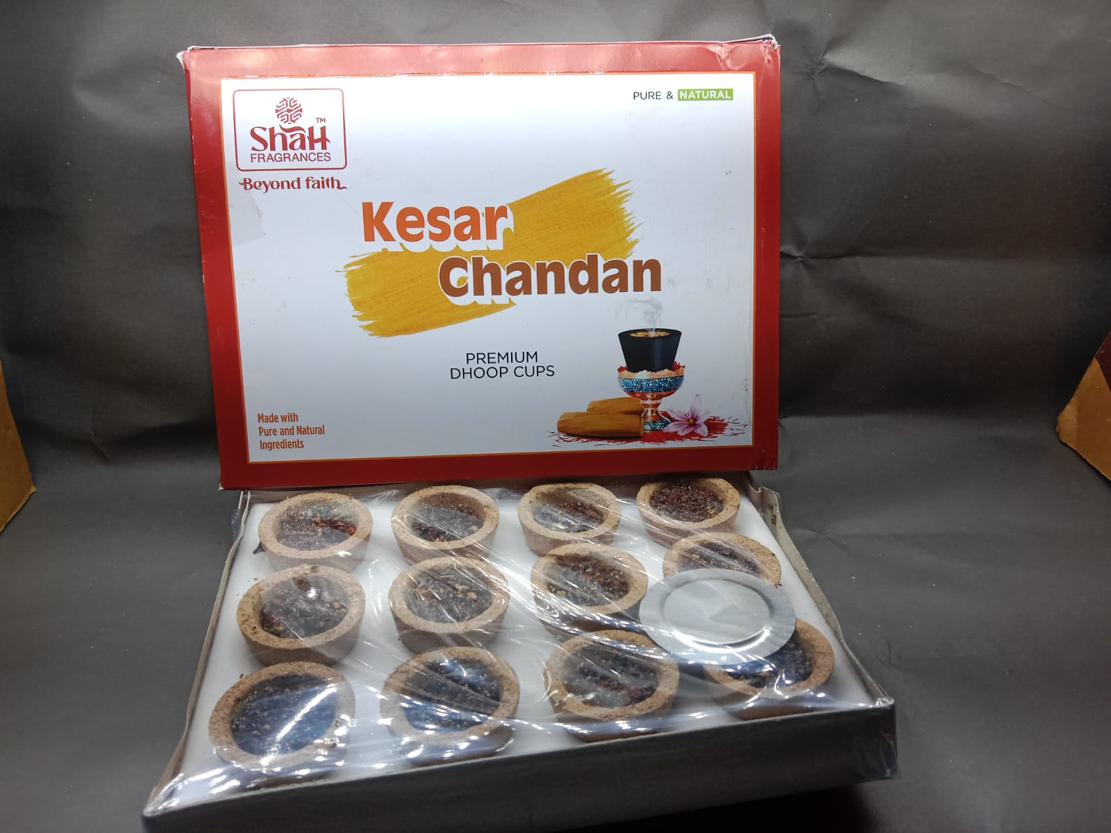 Picture of Shah Fragrances Premium Kesar Chandan Sambrani Cup Dhoops-Grey
