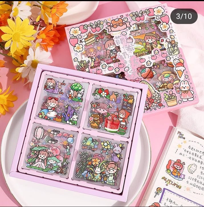 Picture of 【Well 11 Children Sticker 100 Cute Stickers Set Girl Heart Stickers Gift  Children Sticker Girl Decoration Material DIY Notebook Sticker Phone Sticker-Pink