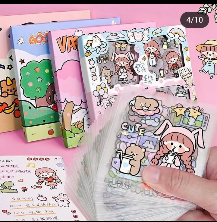 Picture of 【Well 11 Children Sticker 100 Cute Stickers Set Girl Heart Stickers Gift  Children Sticker Girl Decoration Material DIY Notebook Sticker Phone Sticker-Pink