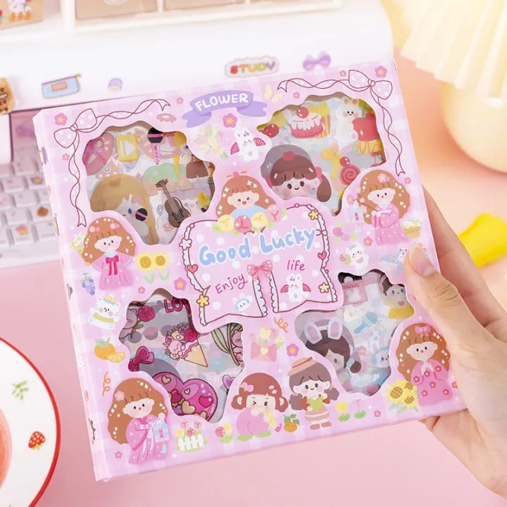 Picture of 【Well 11 Children Sticker 100 Cute Stickers Set Girl Heart Stickers Gift  Children Sticker Girl Decoration Material DIY Notebook Sticker Phone Sticker-Pink