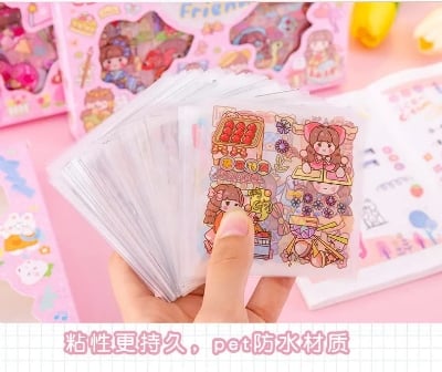 Picture of 【Well 11 Children Sticker 100 Cute Stickers Set Girl Heart Stickers Gift  Children Sticker Girl Decoration Material DIY Notebook Sticker Phone Sticker-Pink