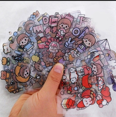 Picture of 100Pcs Stickers Anime Figure Pattern Decorative PET Cartoon Character Decals for Scrapbook |-Multicolor