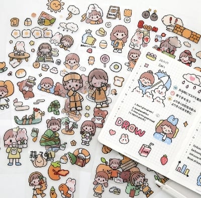 Picture of 100Pcs Stickers Anime Figure Pattern Decorative PET Cartoon Character Decals for Scrapbook |-Multicolor