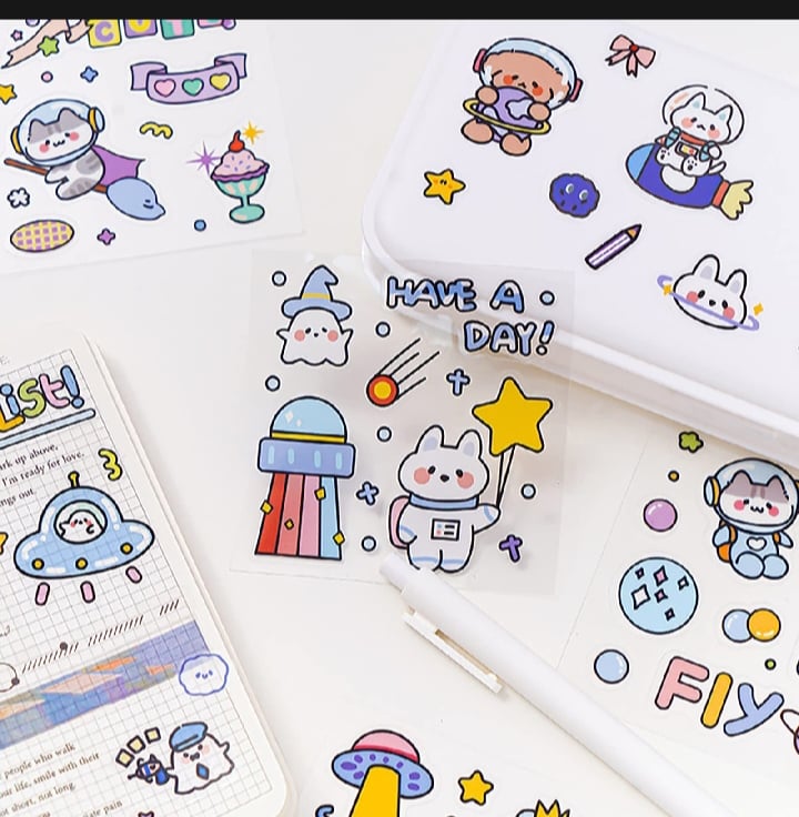 Picture of 100Pcs Stickers Anime Figure Pattern Decorative PET Cartoon Character Decals for Scrapbook |-Multicolor