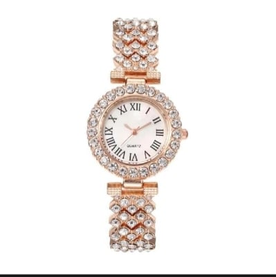 Picture of Women's Fashion Trend Star Full Diamond Steel Band Quartz Watch Luxury Luxury Love Rhinestone-Gold