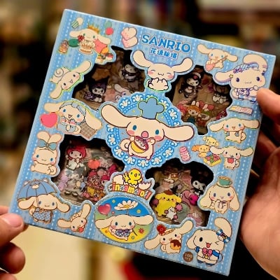 Picture of Chin chan Capybara Labubu Sticker, die-cut sticker, box of 96 sheets, cute stickers, popular patterns, ready to ship from Thailand, Thai shop.-Multicolor