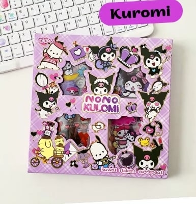 Picture of 100pcs Sticker Set Cinnamoroll Kuromi Non Repeating Notebook Decoration Gifts  Decoration Waterproof Cute Holiday Girl Gift-Purple
