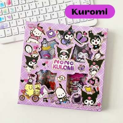 Picture of 100pcs Sticker Set Cinnamoroll Kuromi Non Repeating Notebook Decoration Gifts  Decoration Waterproof Cute Holiday Girl Gift-Purple
