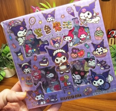 Picture of 100pcs Sticker Set Cinnamoroll Kuromi Non Repeating Notebook Decoration Gifts  Decoration Waterproof Cute Holiday Girl Gift-Purple