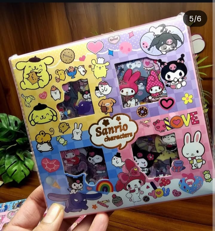 Picture of 100Pcs Sanrio Kuromi Melody Cinnamoroll PET Transparent Waterproof Stickers Cartoon DIY Stationery Hand Ledger Sticker Gift-Multicolor