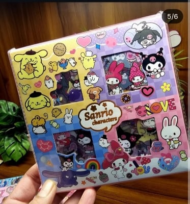 Picture of 100Pcs Sanrio Kuromi Melody Cinnamoroll PET Transparent Waterproof Stickers Cartoon DIY Stationery Hand Ledger Sticker Gift-Multicolor