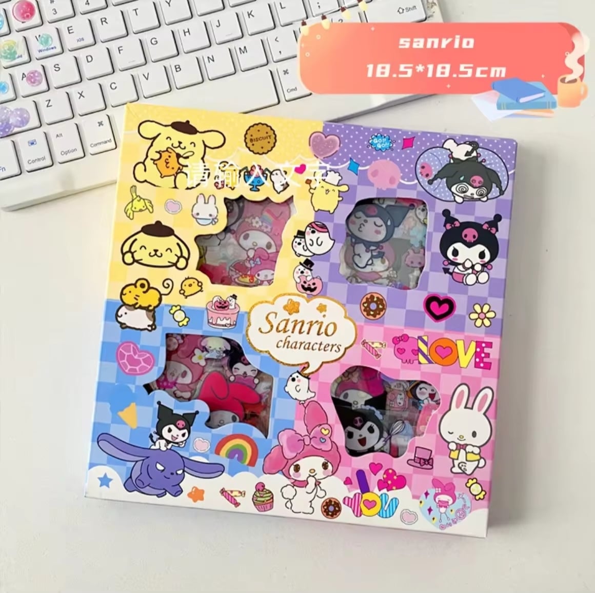 Picture of 100Pcs Sanrio Kuromi Melody Cinnamoroll PET Transparent Waterproof Stickers Cartoon DIY Stationery Hand Ledger Sticker Gift-Multicolor