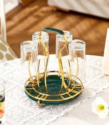 Picture of Glass Stand Rack Holder Stainless Steel,Stainless Steel Dining Table Glass,Mug,Cup Rack Stand Holder-Gold