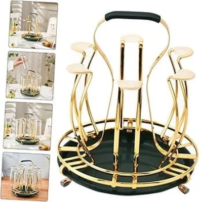Picture of Glass Stand Rack Holder Stainless Steel,Stainless Steel Dining Table Glass,Mug,Cup Rack Stand Holder-Gold