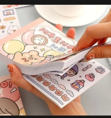 Picture of 50 Sheets Cute Cartoon Patterns Washi Stickers Handbook Student Decorative DIY Material Stickers Book-Multicolor