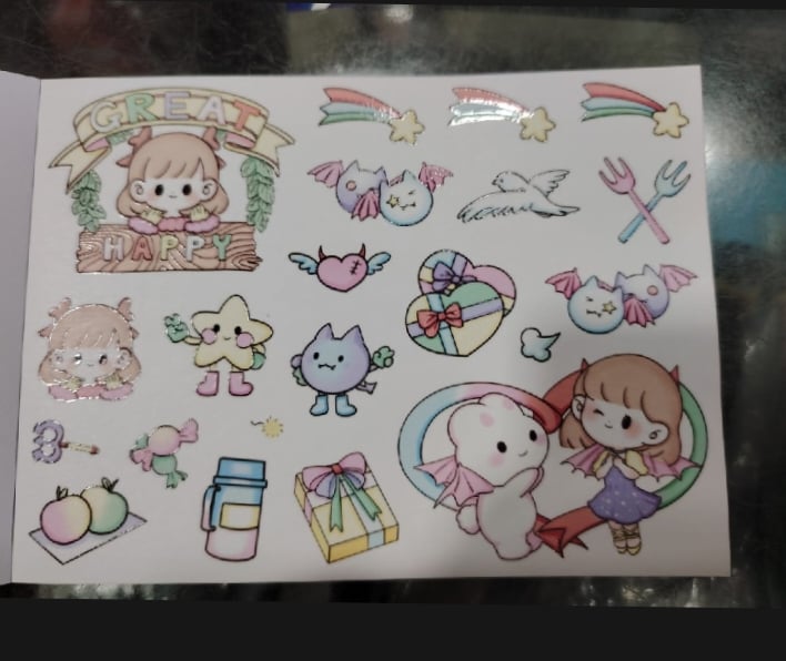 Picture of 50 Sheets Cute Cartoon Patterns Washi Stickers Handbook Student Decorative DIY Material Stickers Book-Multicolor