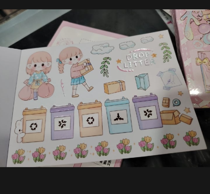 Picture of 50 Sheets Cute Cartoon Patterns Washi Stickers Handbook Student Decorative DIY Material Stickers Book-Multicolor