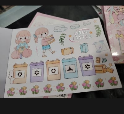 Picture of 50 Sheets Cute Cartoon Patterns Washi Stickers Handbook Student Decorative DIY Material Stickers Book-Multicolor