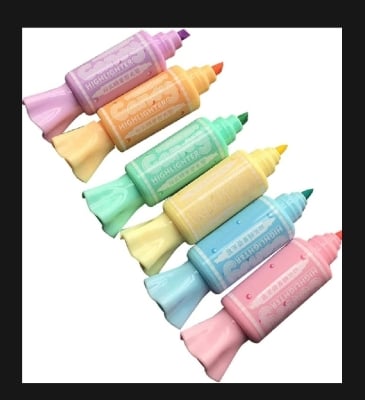 Picture of Kawaii Double headed Candy highlighters 6pc Set-Multicolor