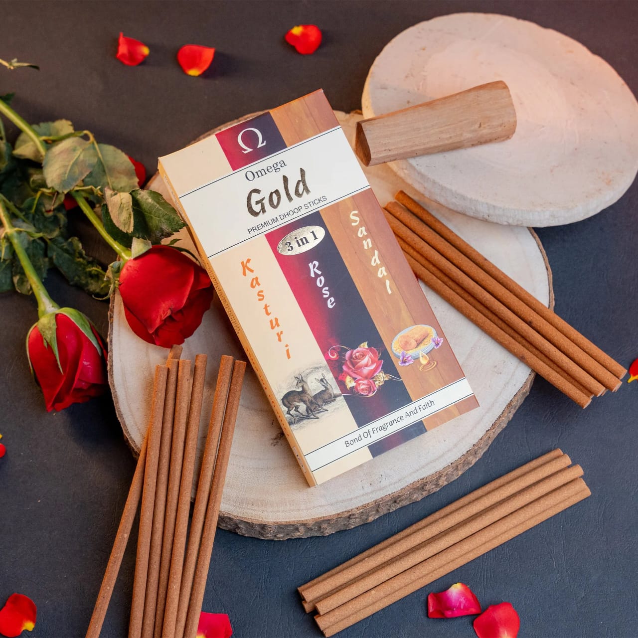 Picture of Omega Gold 3 in 1 Bambooless Dhoop Sticks-Multicolor