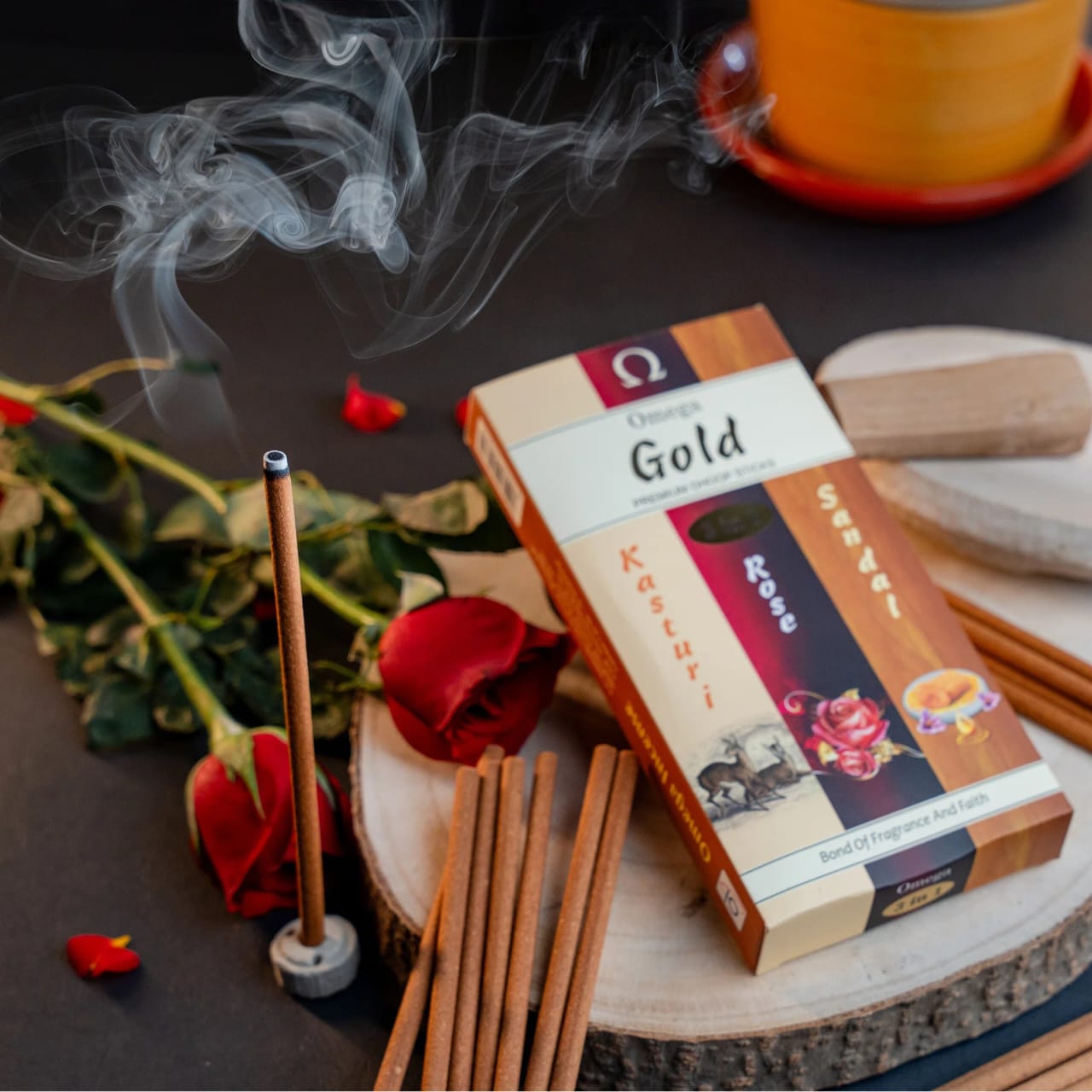 Picture of Omega Gold 3 in 1 Bambooless Dhoop Sticks-Multicolor