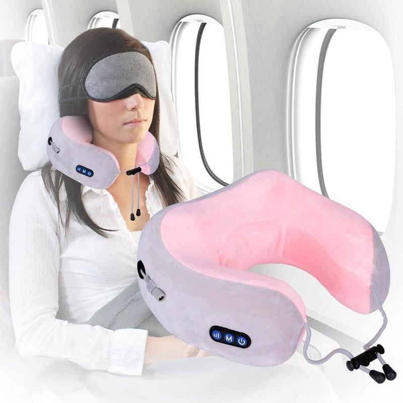 Picture of U-shaped Vibration Electric Rechargeable Massage pillow Electric Travel Massage Pillow U-Shaped Memory Foam Neck Massage