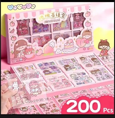 Picture of Cute Girl Theme Kawaii Stickers 200 Sheets Cute Washi Stickers for Project(200 Sheets) |-Pink