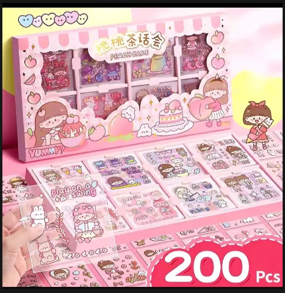 Picture of Cute Girl Theme Kawaii Stickers 200 Sheets Cute Washi Stickers for Project(200 Sheets) |-Pink