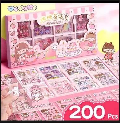 Picture of Cute Girl Theme Kawaii Stickers 200 Sheets Cute Washi Stickers for Project(200 Sheets) |-Pink