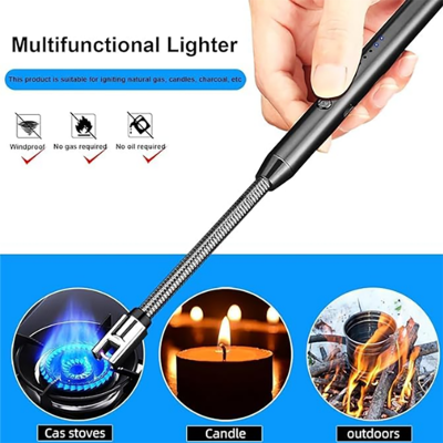 Picture of Electric Gas Lighter for Kitchen Rechargeable Candle Plasma Flameless Windproof USB Lighter 360° Flexible Neck Arc Lighter