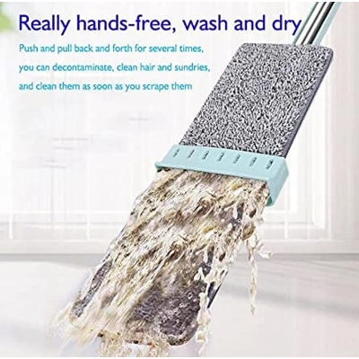 Picture of Konco Mop Floor Cleaning Microfiber Mop Squeeze Flat Mop 360 Rotation Spin Mop Wet/Dry Floor Cleaning Hand Wash Free