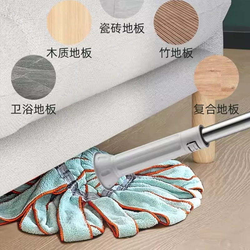 Picture of Konco Mop Floor Cleaning Microfiber Mop Squeeze Flat Mop 360 Rotation Spin Mop Wet/Dry Floor Cleaning Hand Wash Free
