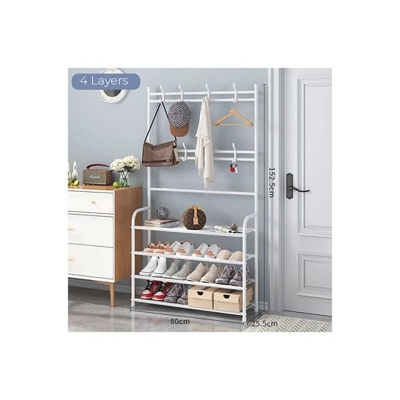 Picture of 1pcs new Stainless Steel Coat And Shoes Rack White
