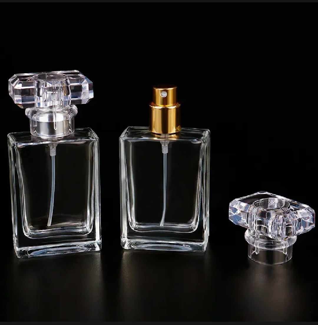 Picture of Empty Perfume Atomizer Refillable Spray Bottle 30ml 1pcs - Transparent Glass Square Shape |-Multicolor