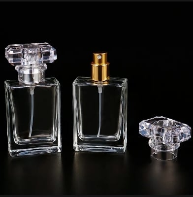 Picture of Empty Perfume Atomizer Refillable Spray Bottle 30ml 1pcs - Transparent Glass Square Shape |-Multicolor