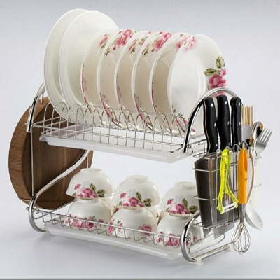 Picture of 2 Layer Dish Drainer Rack Stainless Steel