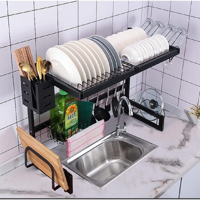 Picture of 65cm Kitchen Shelf Organizer Dish Drying Rack Over Sink Utensils Holder Bowl Dish Draining Shelf Kitchen Storage Countertop Organizer