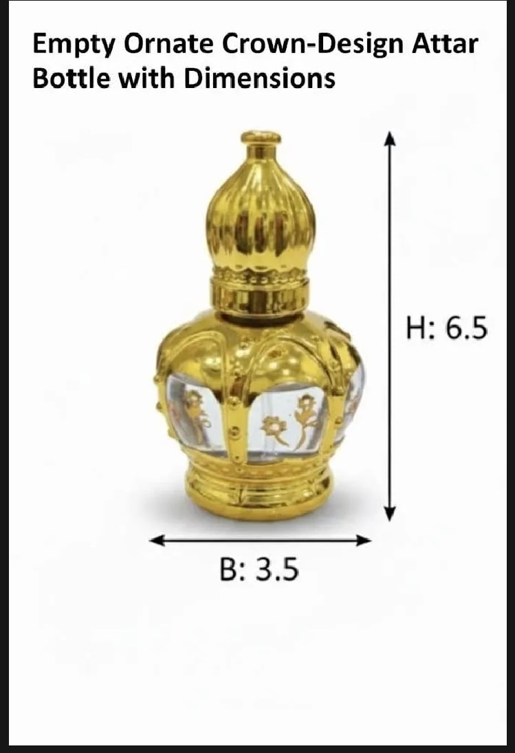 Picture of Premium Royal Golden Empty Glass Attar Bottle with Roll-on - 12ml |-Multicolor
